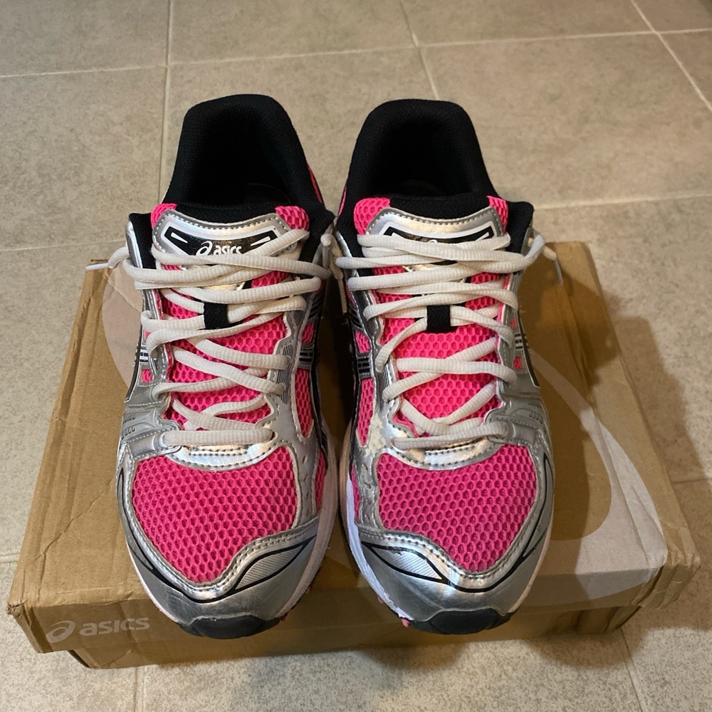 Asics Vibrant Pink and Silver Sneakers